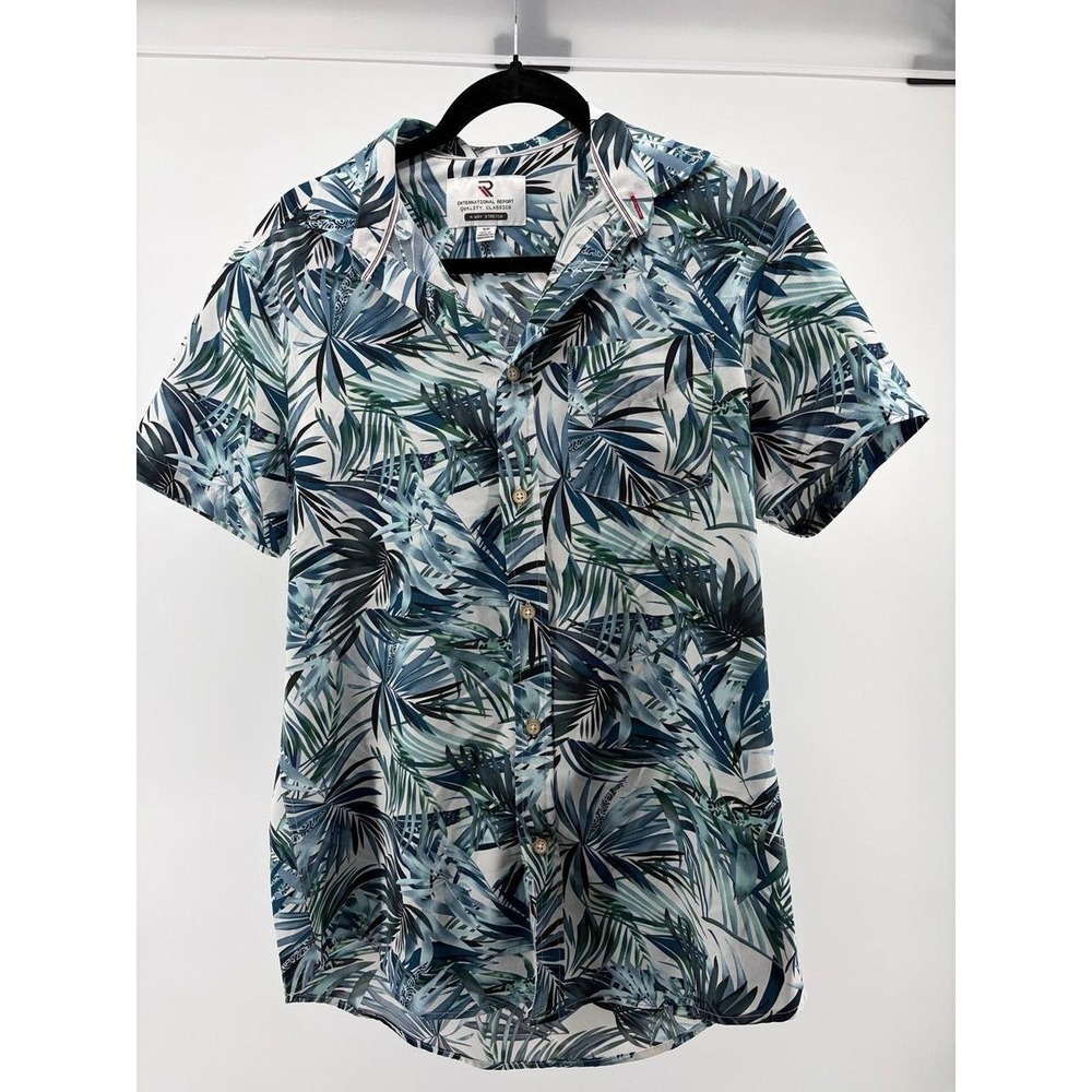 International Report Shirt, 4-Way Stretch Fabric, Tropical‎ Foliage Print S S229